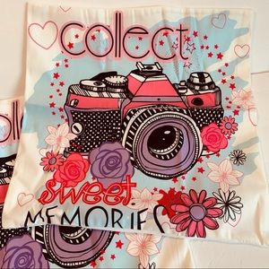 Camera / Floral Pillow Covers - Set of 2 New in Package